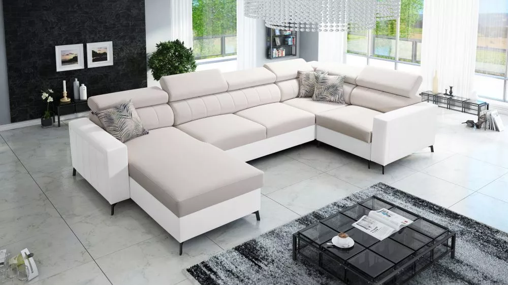 Dīvāns Baltico 5 Mini Standard · Krēma + balts · 198 × 334 × 83 cm