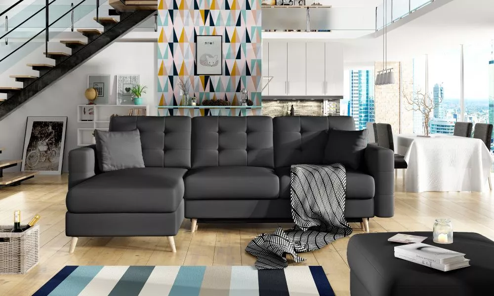 Dīvāns Asgard L Classic standard · Melns · 162 × 250 × 87 cm