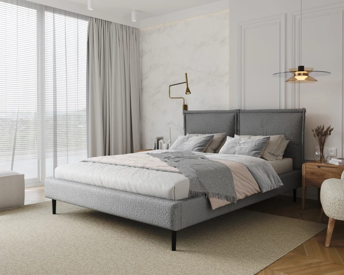 Gulta Avena Standard ar stelāžu Guļamvietas platums: 160 cm, Guļamvietas garums: 200 cm, · Pelēks · 175 × 214 × 105 cm