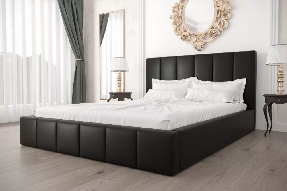 Gulta Rado Standard ar stelāžu Guļamvietas platums: 140 cm, Guļamvietas garums: 200 cm, stelāžas tips: koka, · Melns · 1