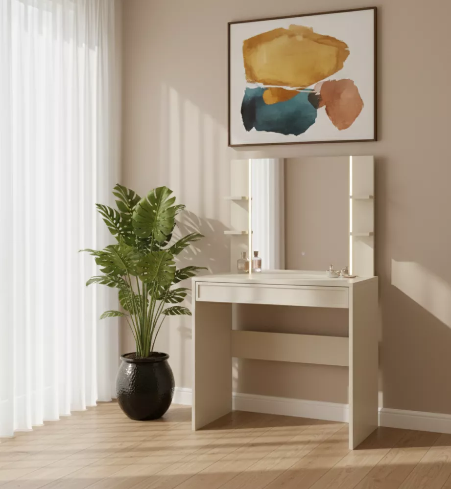 Kosmētikas galds Deco 1S ar LED · 80 × 136 × 50 cm