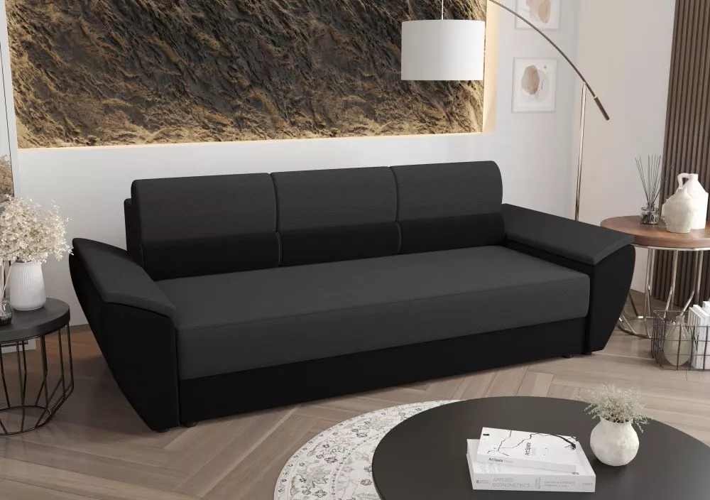 Dīvāns Rebi Bis Standard · Tumši pelēks + melns · 80 × 240 × 78 cm
