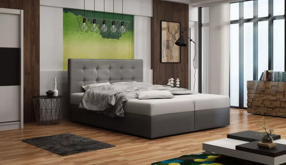 Gulta Duo 1 Boxspring Standard Guļamvietas platums: 140 cm, Guļamvietas garums: 200 cm, · Pelēks · 145 × 208 × 106 cm