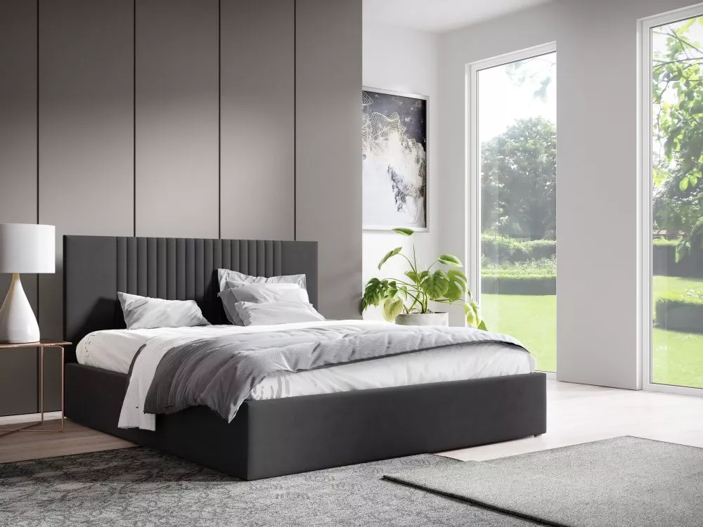 Gulta Lucy 7 ar stelāžu Guļamvietas platums: 120 cm, Guļamvietas garums: 200 cm, · Grafīts · 128 × 210 × 92 cm