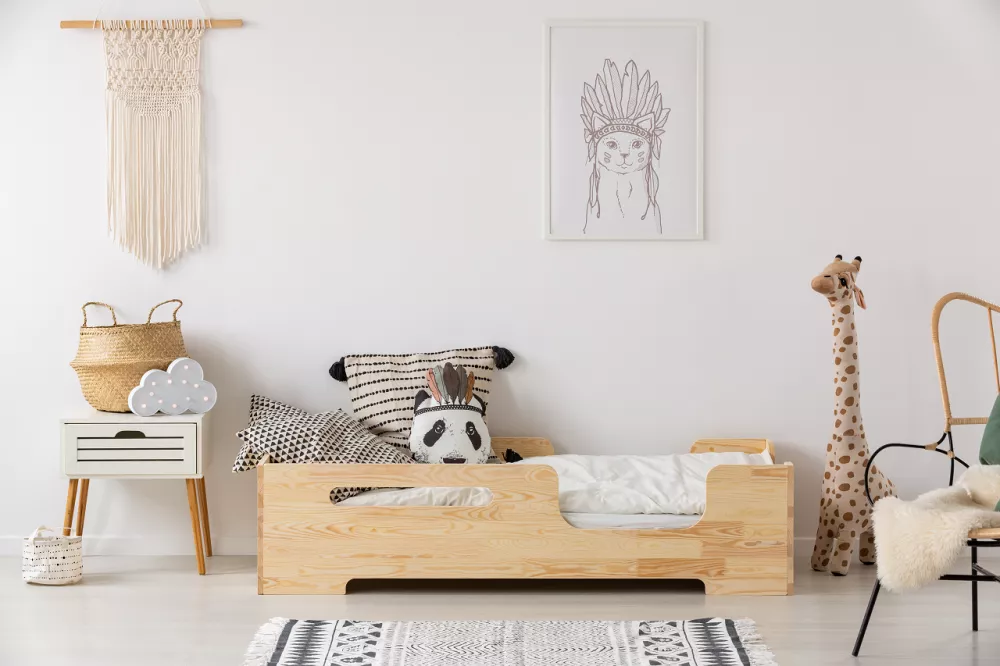 Bērnu gulta Box 2 ar stelāžu Guļamvietas platums: 80 cm, Guļamvietas garums: 160 cm, · Priede · 84 × 164 × 40 cm