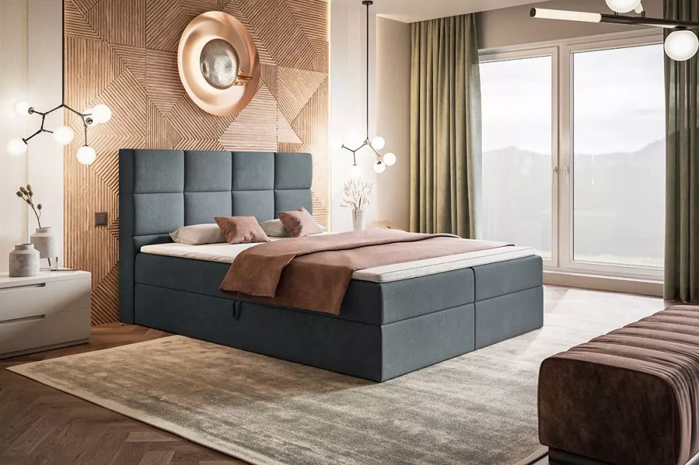 Gulta Box 5 Boxspring standard Guļamvietas platums: 160 cm, Guļamvietas garums: 200 cm, · Tumši pelēks · 160 × 214 × 112