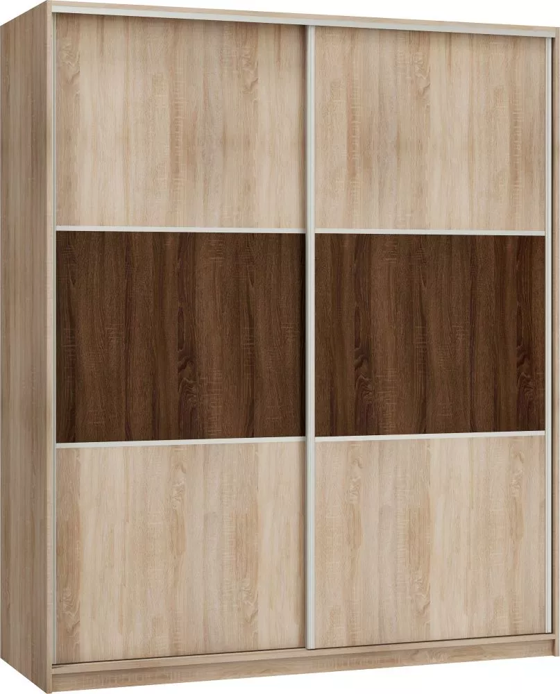Skapis Rico 180A · Sonoma + šokolādes sonoma · 180 × 65 × 216 cm