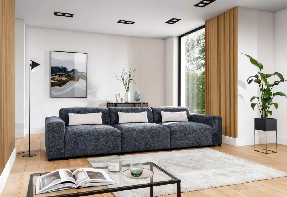 Dīvāns Roma 3S Standard · Zils · 98 × 327 × 75 cm