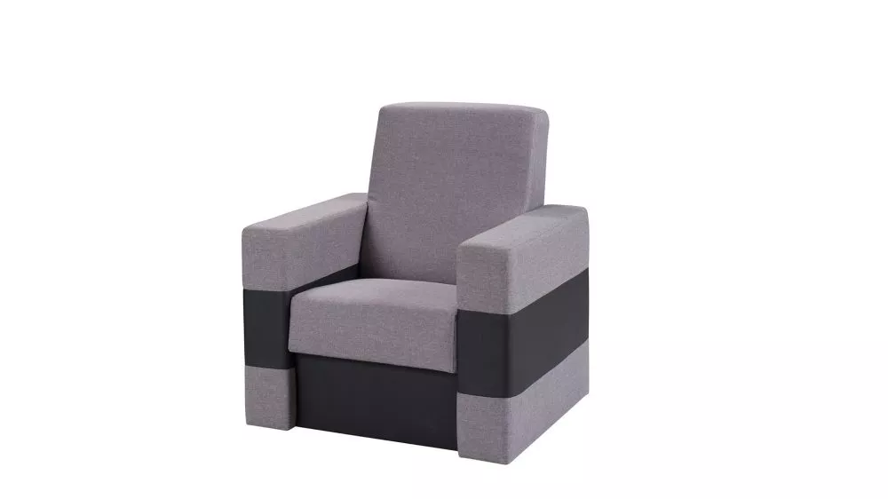 Mīksts krēsls Gordia 1S Standard Sēdvietas dziļums: 47 cm, · Pelēks + melns · 82 × 80 × 88 cm