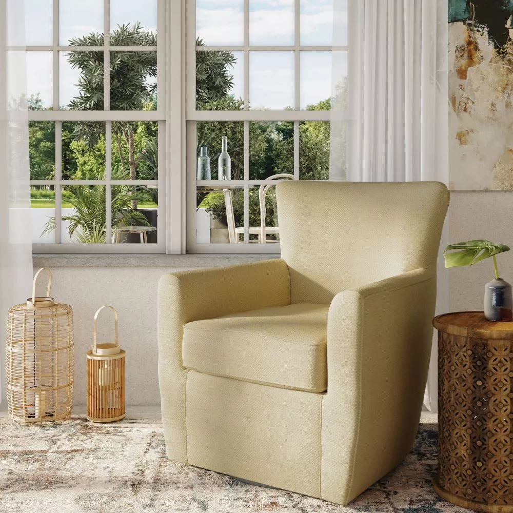 Mīksts krēsls Leith LET72 Sēdvietas dziļums: 54.5 cm, · Dzeltens · 82.5 × 77 × 90 cm