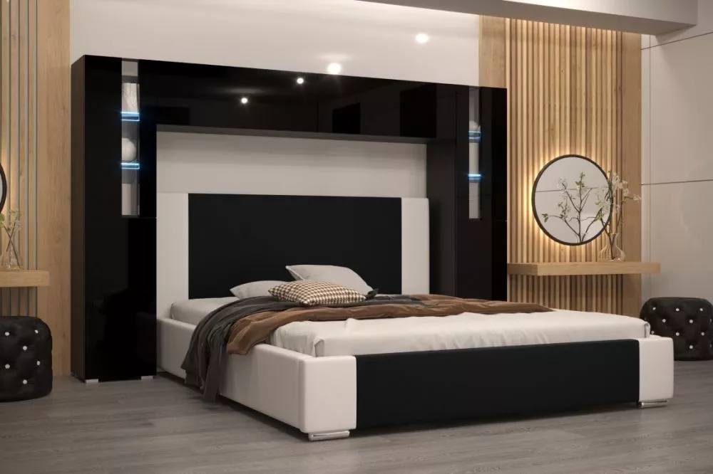 Sekcija Panama 8 Gloss ar LED · Melns · 240 × 35 × 184 cm