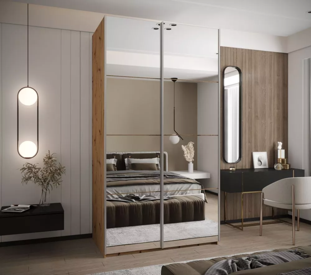 Skapis Lux 2 · Ozols artisan · 130 × 61 × 245.5 cm