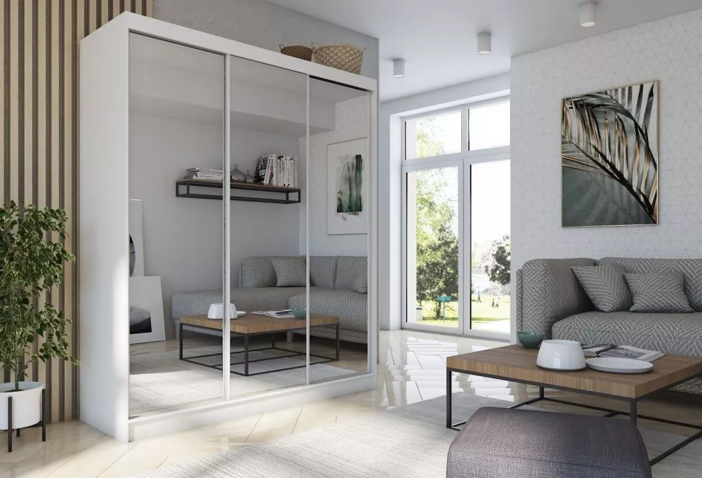 Skapis Debora ar LED · Balts · 180 × 61 × 216 cm