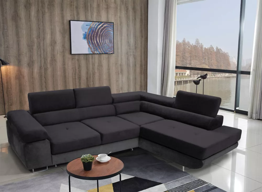 Dīvāns Anton L Comfort Standard · Tumši pelēks + gaiši pelēks · 200 × 273 × 73 cm