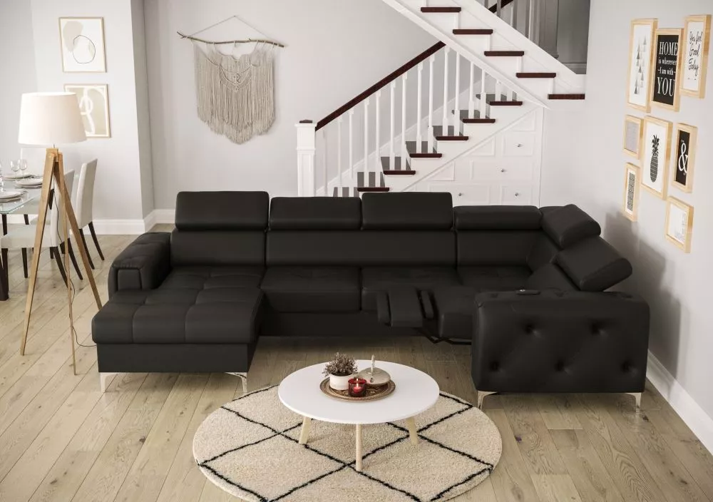 Dīvāns Orion Max 3 Relax standard · Melna · 185 × 325 × 78 cm