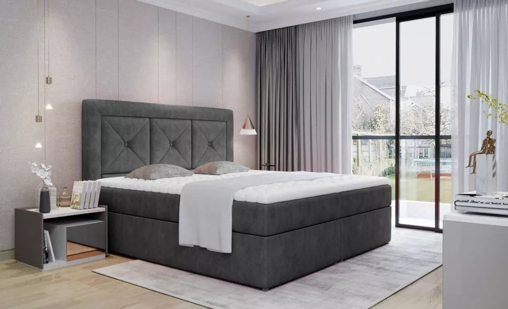 Gulta Idris Boxspring Premium standard Guļamvietas platums: 180 cm, Guļamvietas garums: 200 cm, · Tumši pelēks · 180 × 2