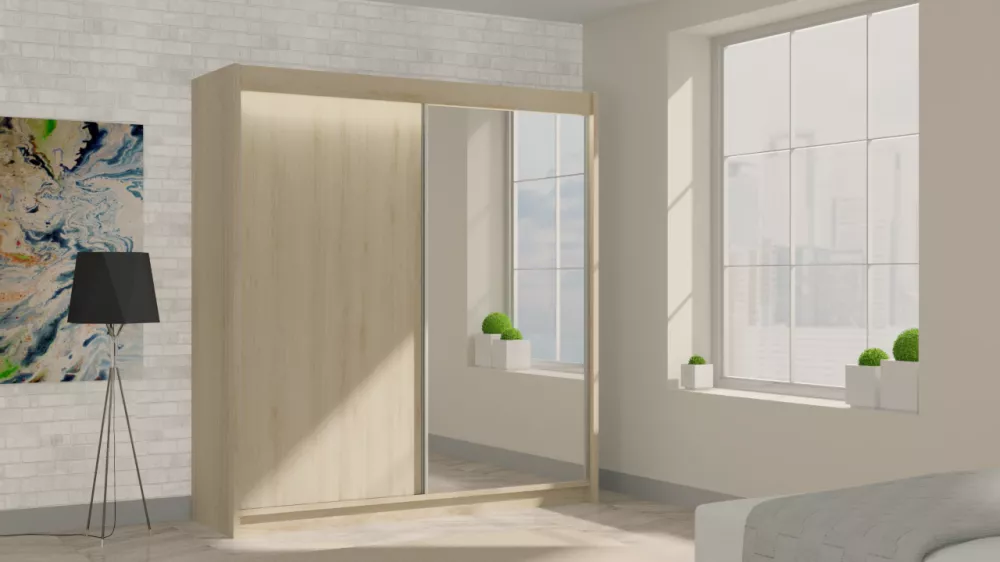 Skapis Patti ar LED · Sonoma · 200 × 61 × 216 cm