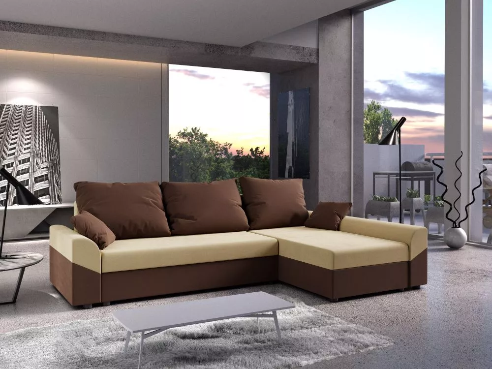 Dīvāns Denver L standard · Brūns + tumši brūns · 139 × 248 × 80 cm