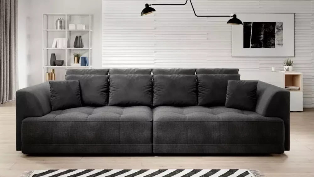 Dīvāns Tiga Bigsofa Standard · Grafīts · 136 × 302 × 88 cm