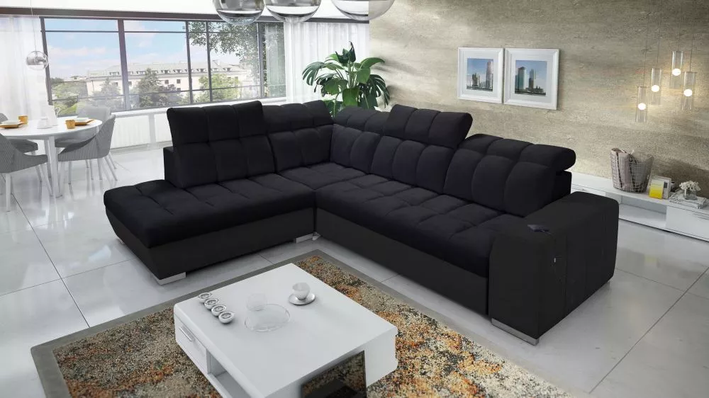 Dīvāns Pagano 7 Premium Standard · Melns · 225 × 285 × 83 cm