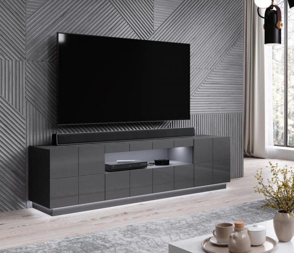 TV tumba Reja ar LED · Grafīts · 184 × 45 × 57.5 cm