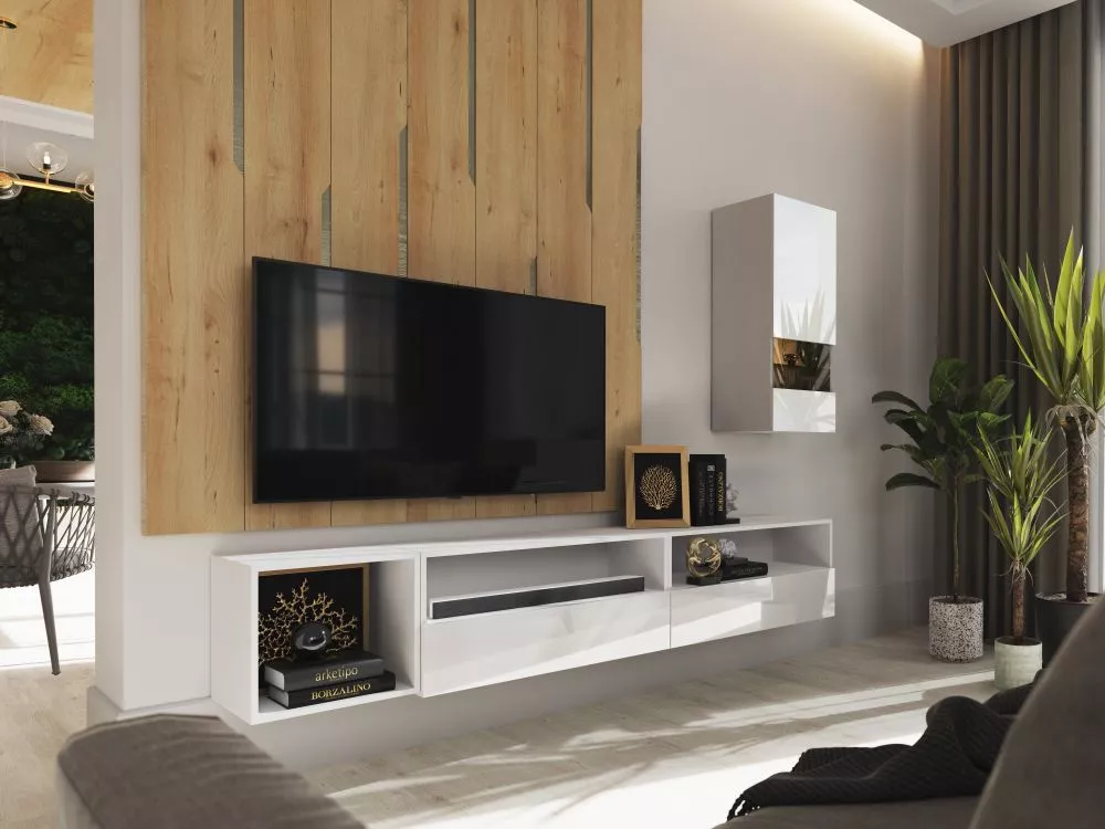 Sekcija Box 42 ar LED · Balts · 215 × 38 cm