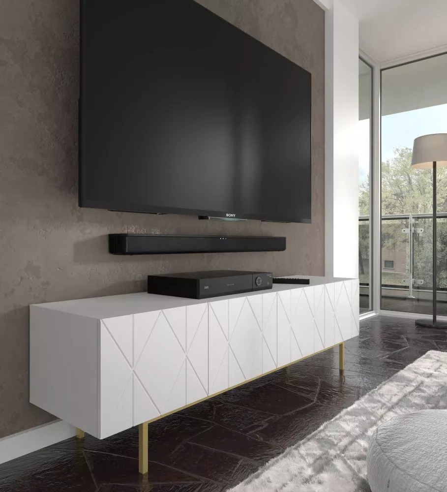 TV tumba Kairo RTV · Balts · 180 × 41.8 × 50.5 cm