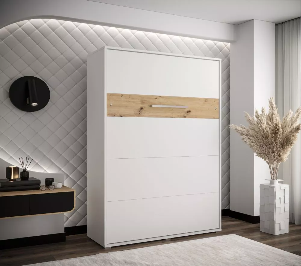 Gulta Home V LED ar stelāžu Guļamvietas platums: 140 cm, Korpusa krāsa: balts, Guļamvietas garums: 200 cm, stelāžas tips