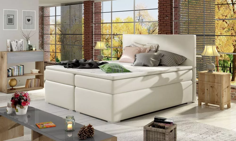 Gulta Divalo Boxspring standard Guļamvietas platums: 180 cm, Guļamvietas garums: 200 cm, · Krēma · 183 × 205 × 126 cm