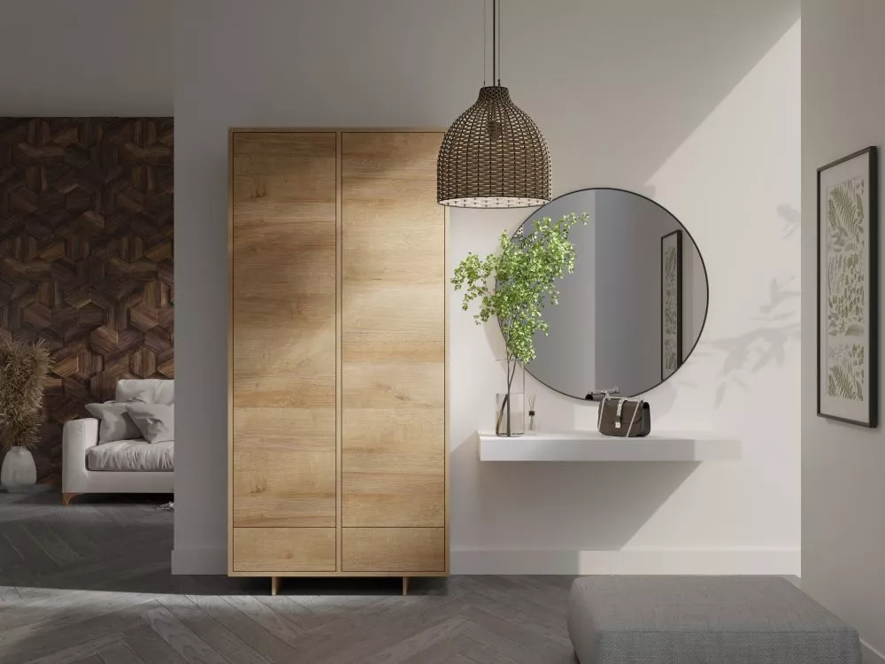 Skapis Noma N15 · Ozols riviera · 102 × 51 × 215.5 cm