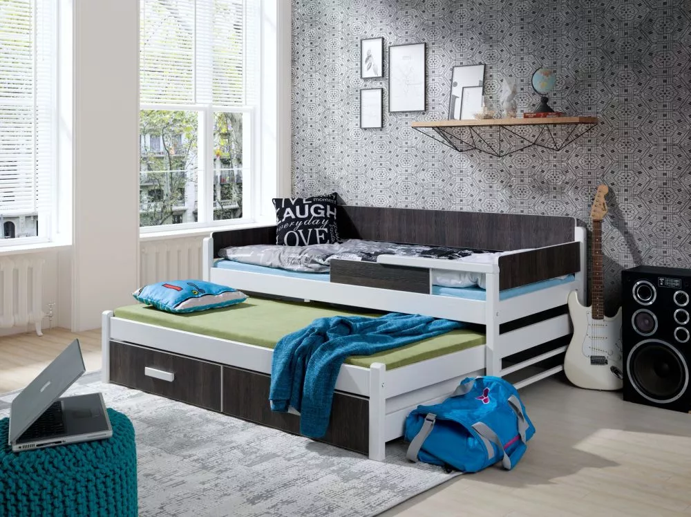 Bērnu gulta Dois ar stelāžām Guļamvietas platums: 80 cm, Guļamvietas garums: 180 cm, · 87 × 190 × 79 cm