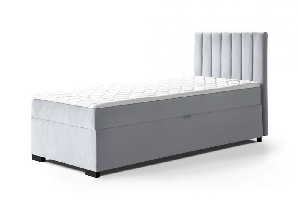 Gulta Eryk 90x200 Boxspring Standard Guļamvietas platums: 90 cm, Guļamvietas garums: 200 cm, · Gaiši pelēks · 94 × 207 ×