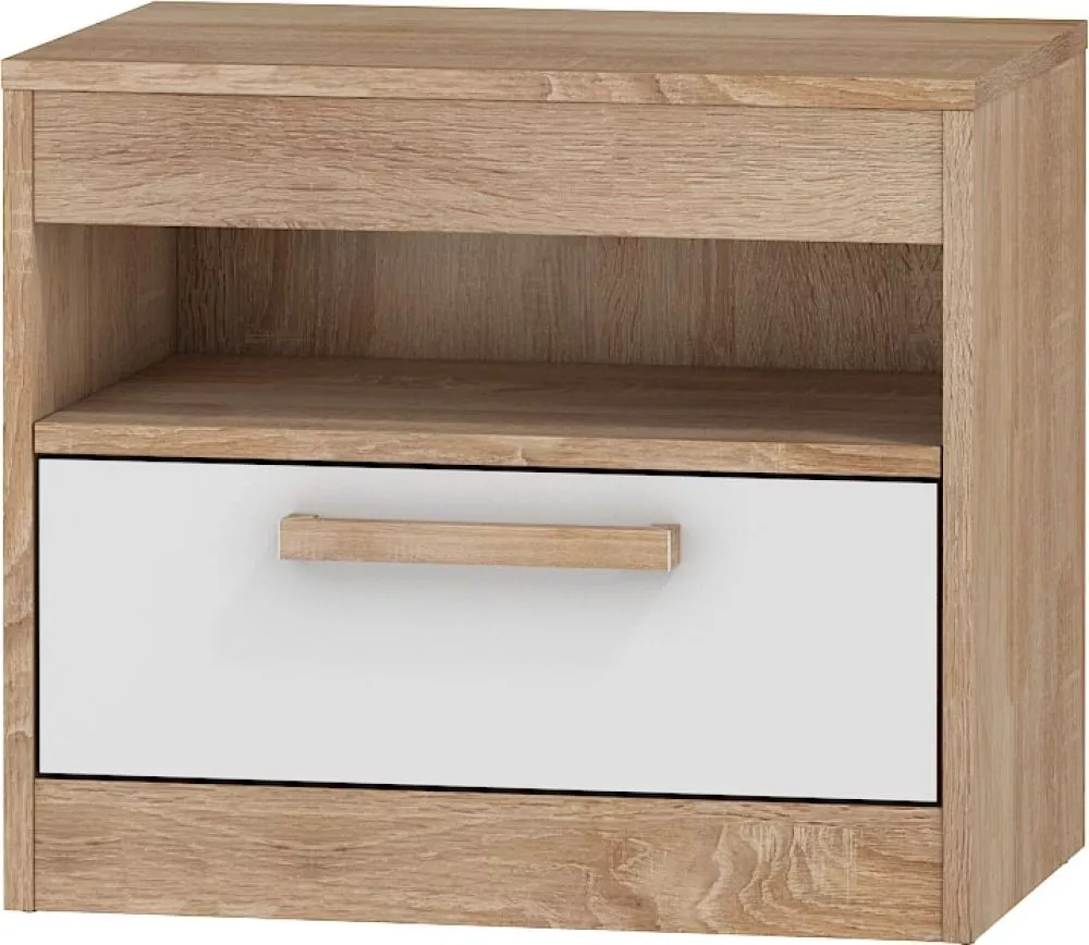 Naktsgaldiņš Maximus MXS 32 · Sonoma + balts spīdums · 52 × 33.4 × 45.5 cm