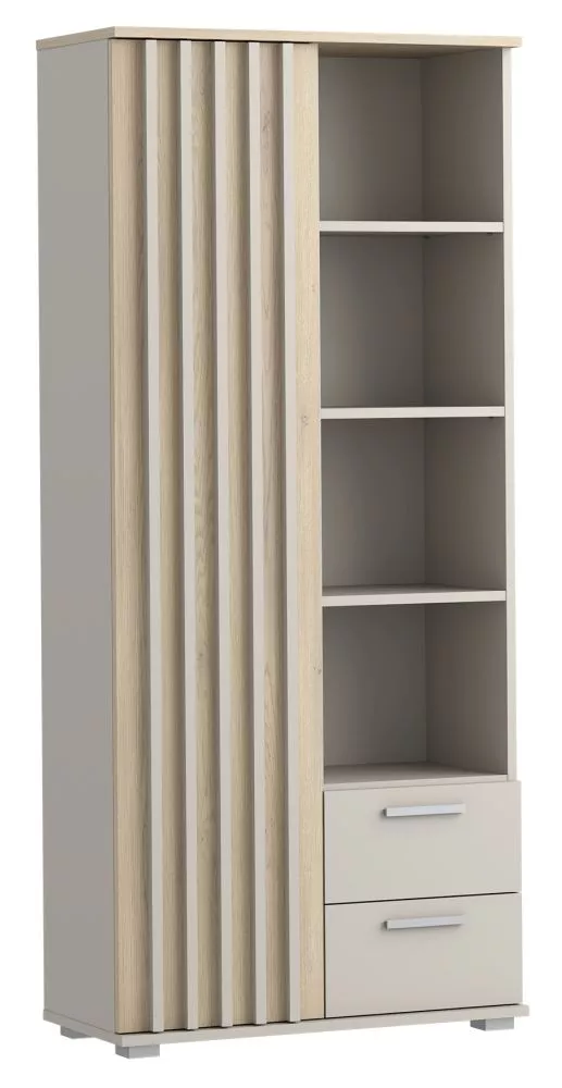 Grāmatu skapis Montana R801D2SZ Korpusa krāsa: kašmīrs, Elementu krāsa: ozols cremona, · 80 × 37 × 180 cm