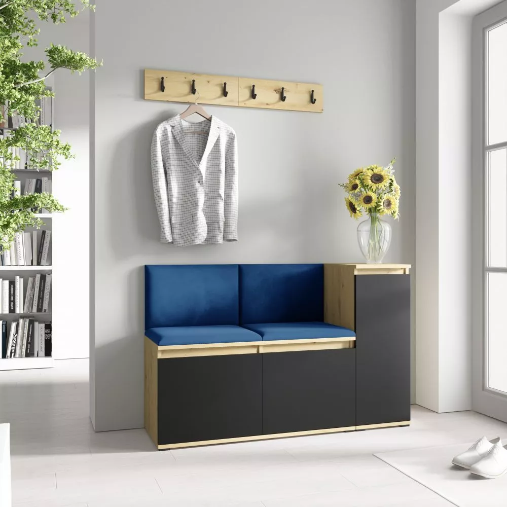 Apavu plaukts Emi 25 Trinity Korpusa krāsa: ozols artisan + melns, · 130 × 40 cm