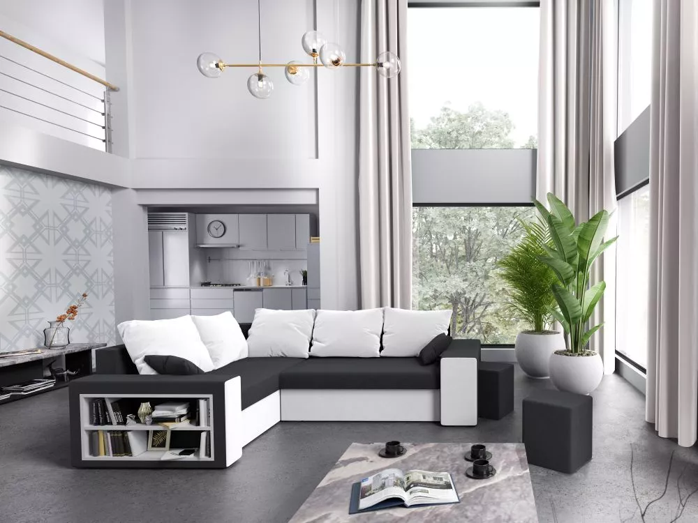Dīvāns Dallas Standard · Pelēks + balts · 180 × 260 × 72 cm