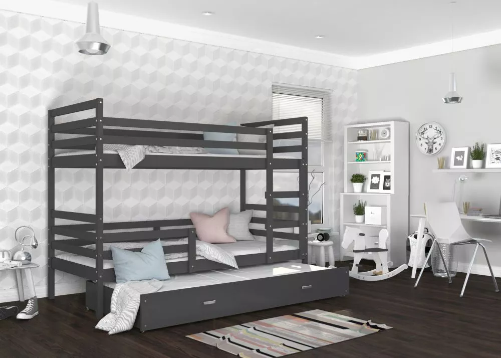 Bērnu gulta Jacek 3 MDF 80x190 ar stelāžām Guļamvietas platums: 80 cm, Guļamvietas garums: 190 cm, · 86 × 198 × 158 cm