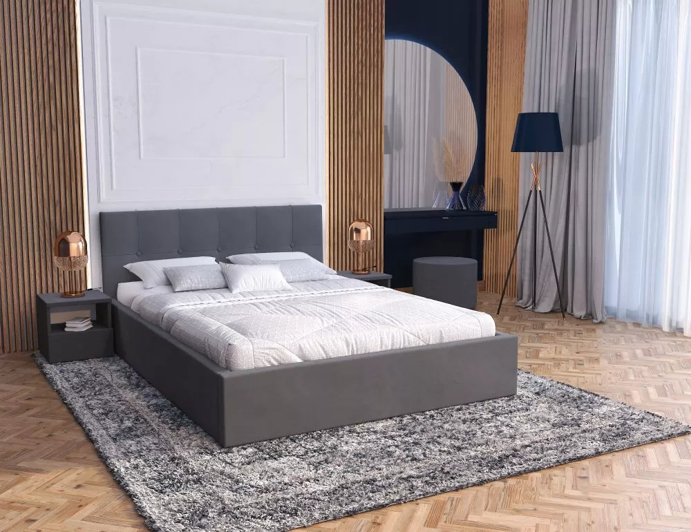 Gulta Rino Basic Standard ar stelāžu Guļamvietas platums: 140 cm, Guļamvietas garums: 200 cm, stelāžas tips: koka, · Gra