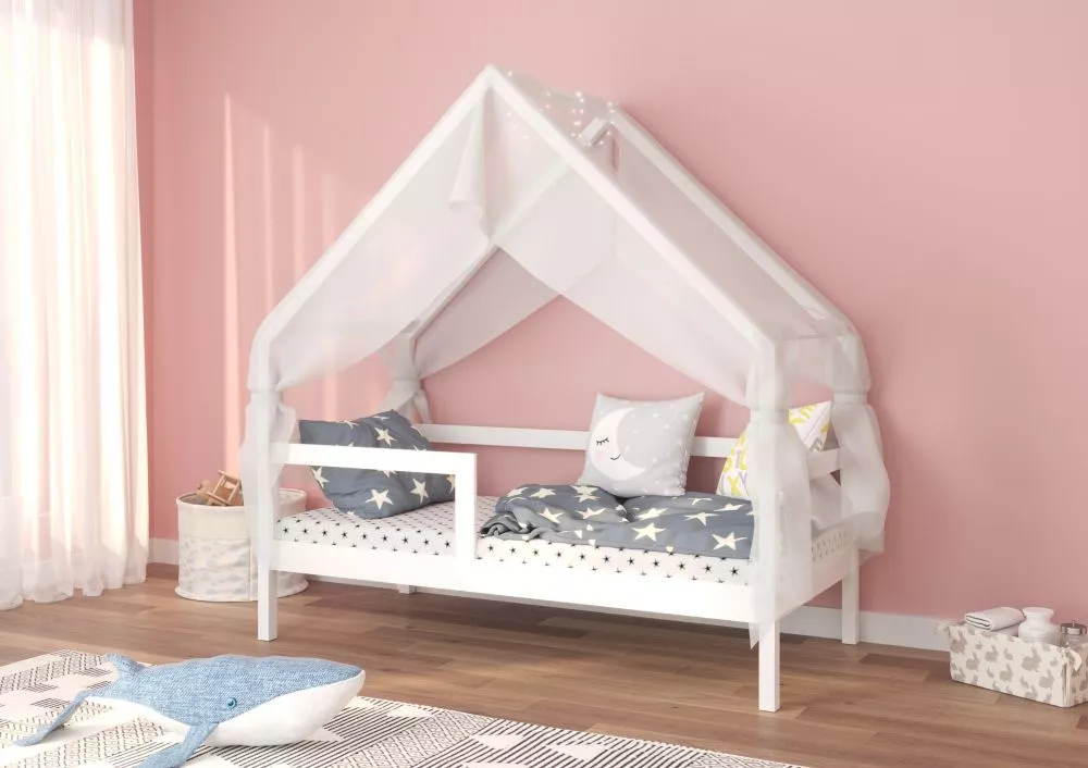 Bērnu gulta Peak ar stelāžu Guļamvietas platums: 80 cm, Guļamvietas garums: 160 cm, · Balts · 84 × 165 × 165 cm