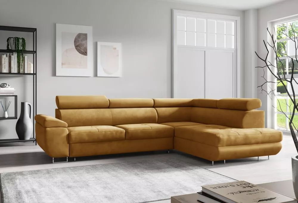 Dīvāns Mona Corner standard · Dzeltens · 201 × 279 × 83 cm