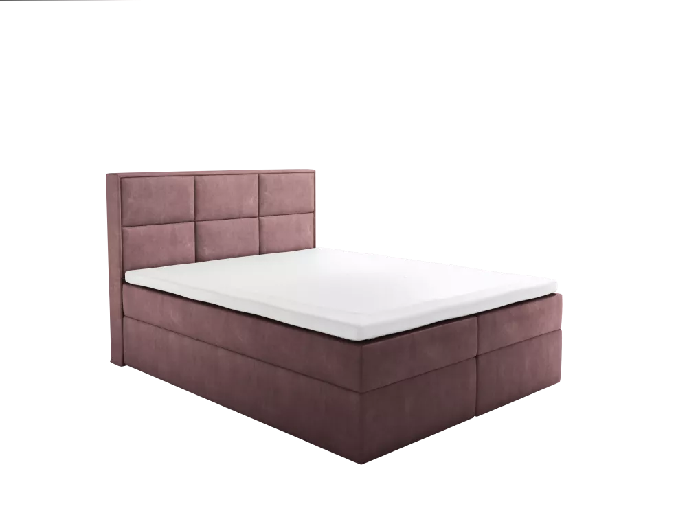 Gulta Spiro Boxspring Standard Guļamvietas platums: 120 cm, Guļamvietas garums: 200 cm, · Tumši rozā · 121 × 210 × 110 c