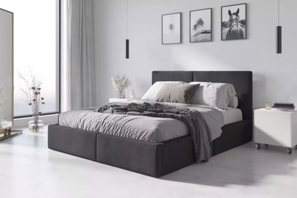 Gulta Hilton New ar stelāžu Guļamvietas platums: 140 cm, Guļamvietas garums: 200 cm, stelāžas tips: metāla, · Grafīts · 