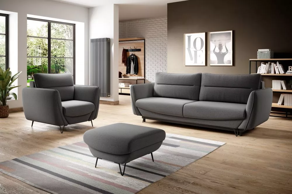 Komplekts Silva 3S+1S+P Premium Standard · Tumši pelēks · 95 × 236 × 90 cm