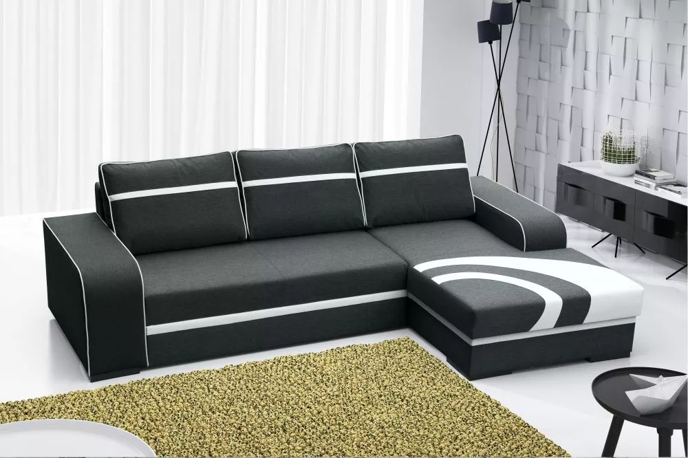 Dīvāns Flores Classic Standard · Melns + balts · 165 × 285 × 90 cm