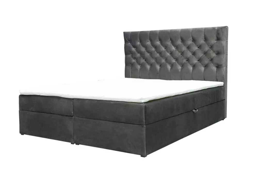 Gulta Colier Boxspring standard Guļamvietas platums: 180 cm, Guļamvietas garums: 200 cm, · Pelēks · 190 × 210 × 122 cm
