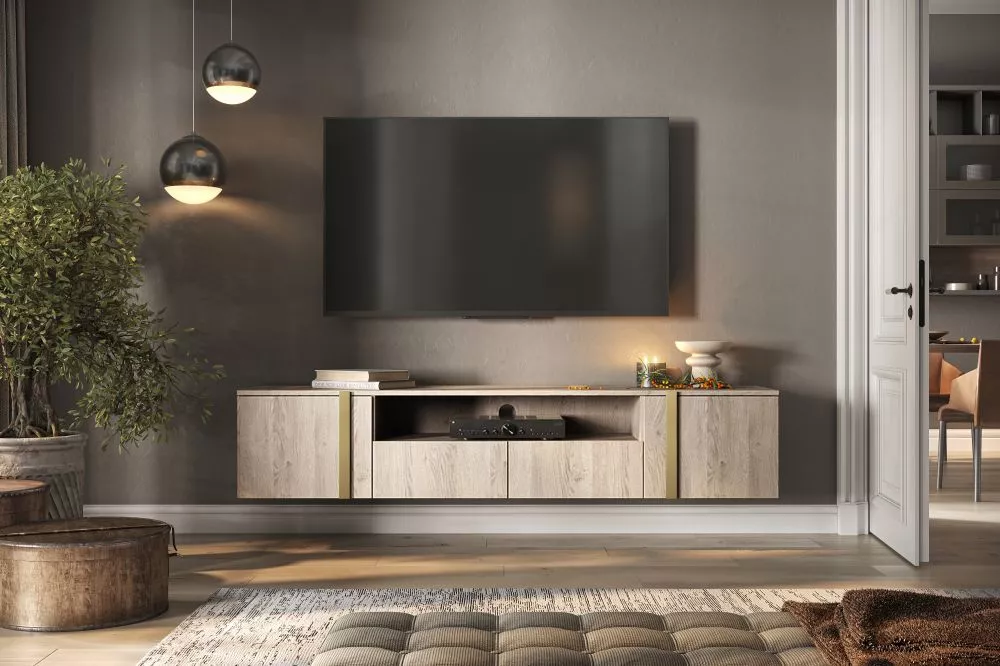 TV tumba Verica RTV 200 2D2SZ Gold W · Ozols · 200 × 45 × 40 cm