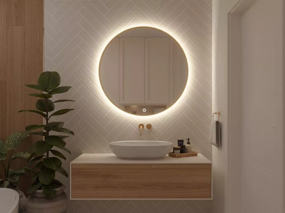 Spogulis Gerbinie A ar LED · Zelta · 2 cm