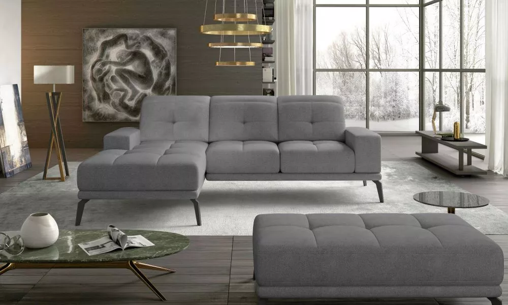 Dīvāns Torrense Standard ar pufu · Pelēks · 175 × 265 × 77 cm