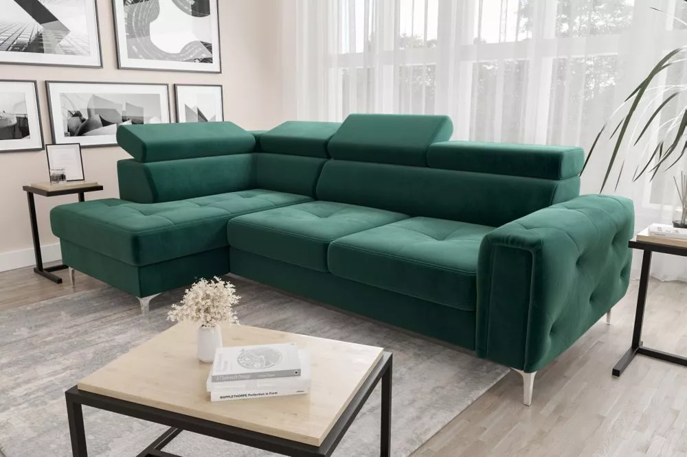 Dīvāns Orion Premium standard · Tumši zaļš · 165 × 255 × 78 cm