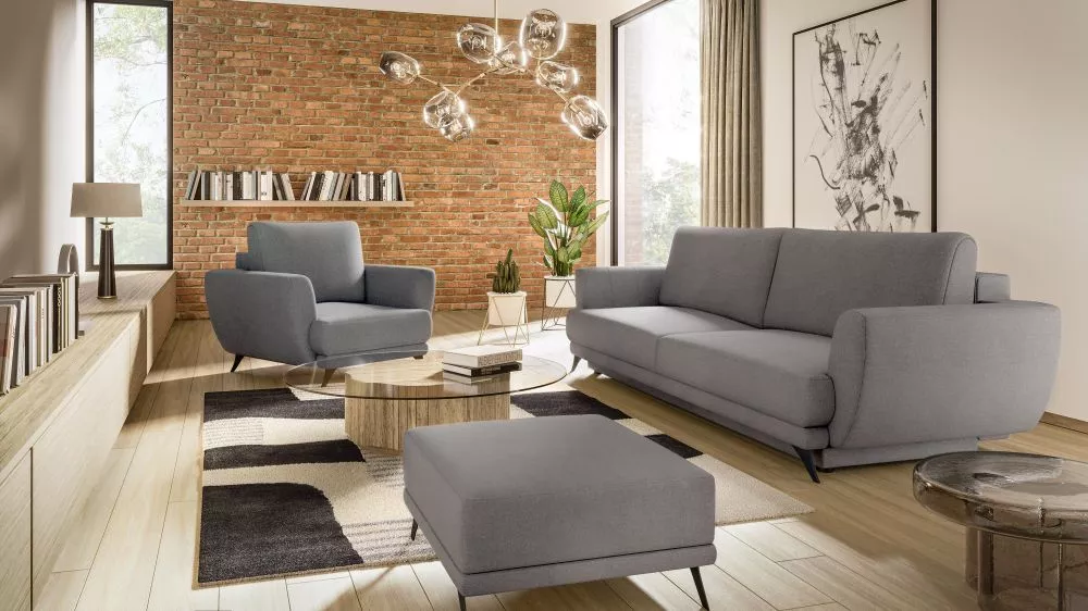 Komplekts Megis 3S+1S+P standard · Tumši pelēks · 95 × 250 × 90 cm